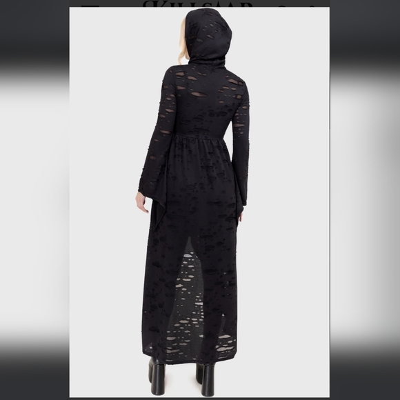 Killstar Black Asymmetrical Hooded Dress - Picture 6 of 9